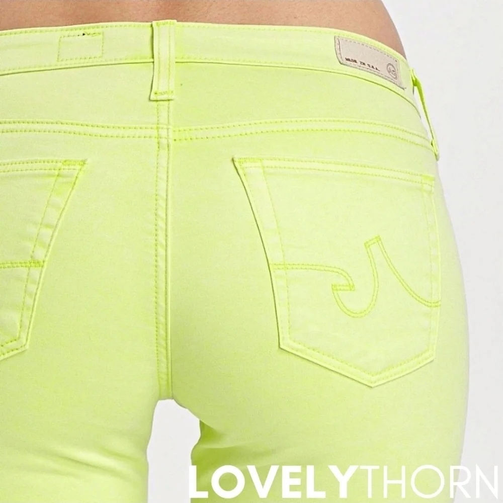 AG JEANS // ltd ed the stilt cigarette leg neon yellow sateen jeans - Picture 4 of 16